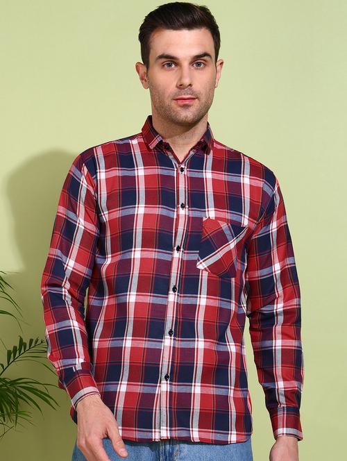 men checkered long sleeve regular fit casual shirt - 21750784 - Standard Image - 0