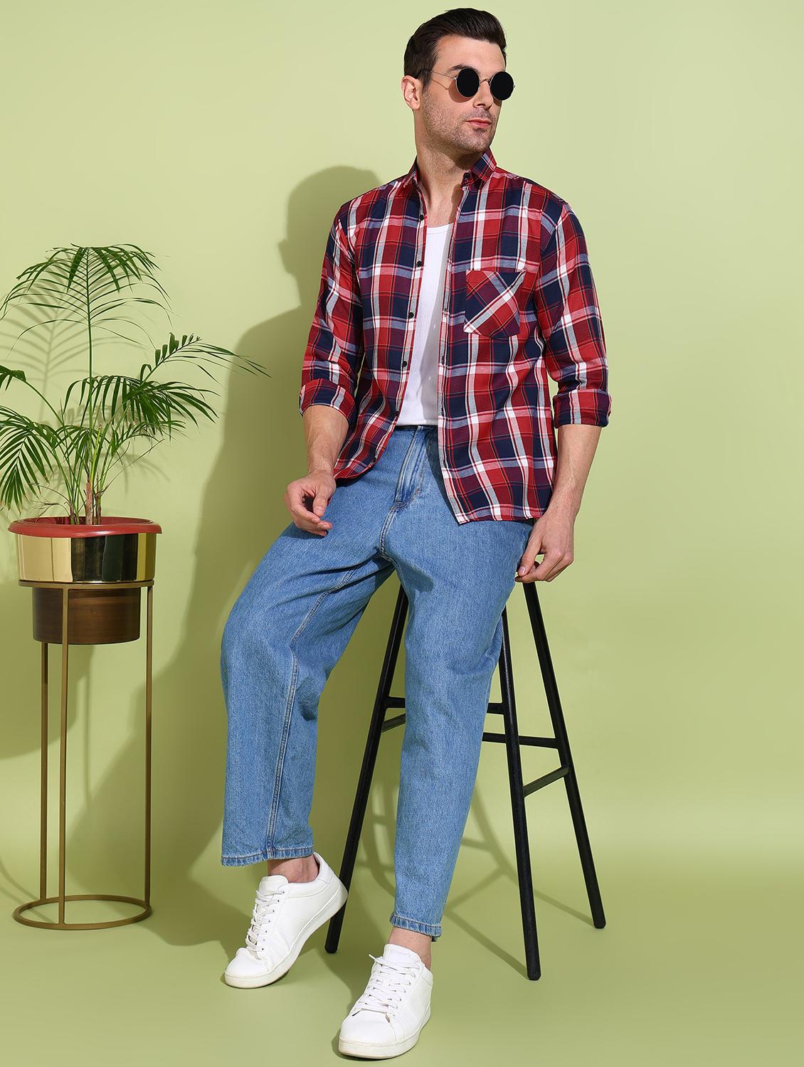 men checkered long sleeve regular fit casual shirt - 21750784 - Standard Image - 3