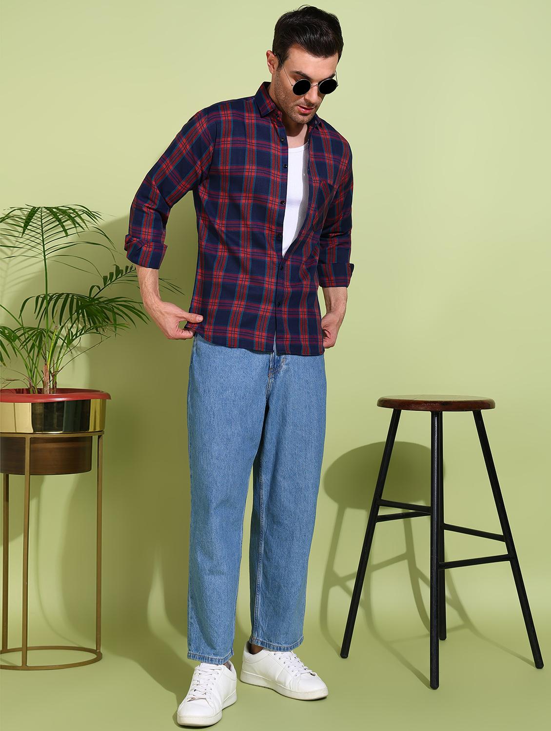 men checkered long sleeve regular fit casual shirt - 21750787 - Standard Image - 3