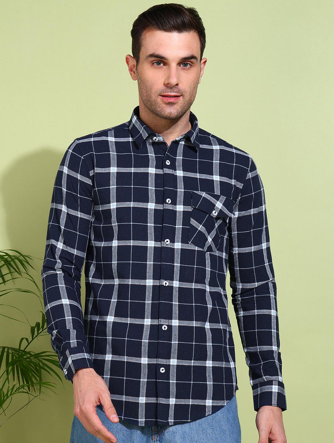 men checkered long sleeve regular fit casual shirt