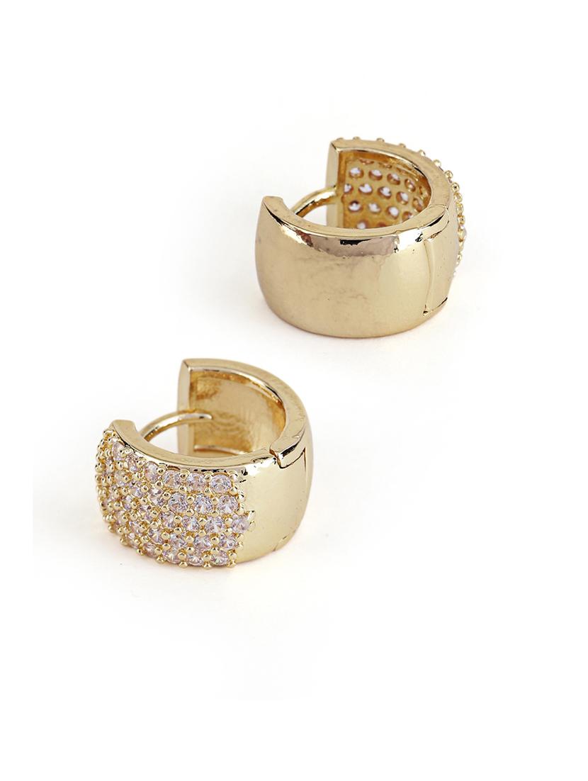 women stone studded hoop earrings - 21750801 - Standard Image - 3