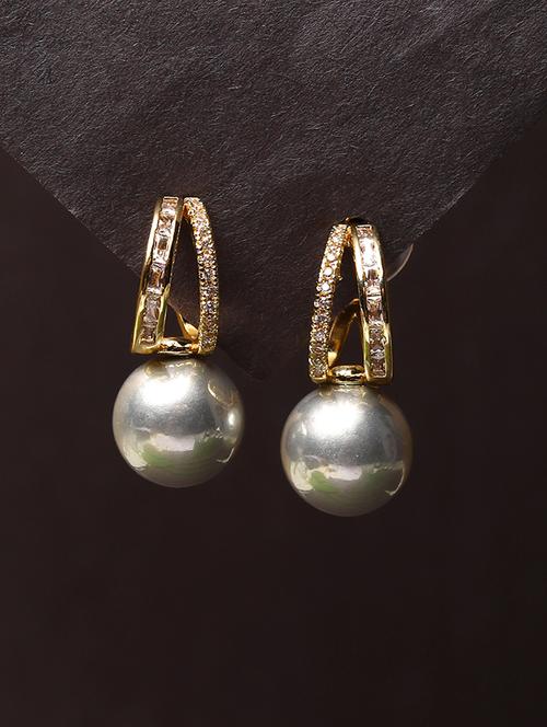 women stone studded pearl detailed drop earrings - 21750802 -  Standard Image - 0