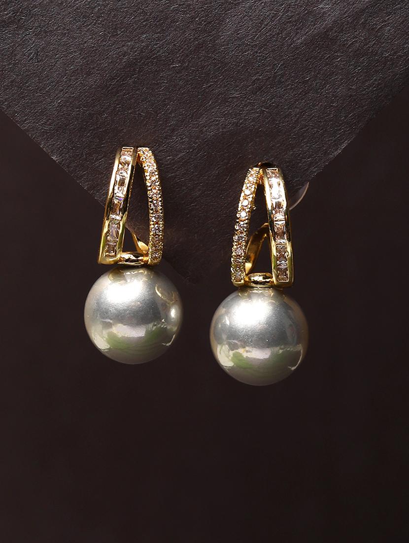 women stone studded pearl detailed drop earrings - 21750802 -  Zoom Image - 0