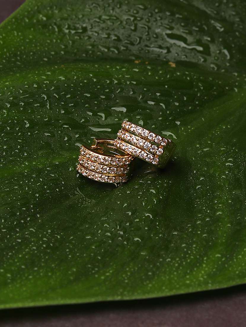 women stone studded hoop earrings