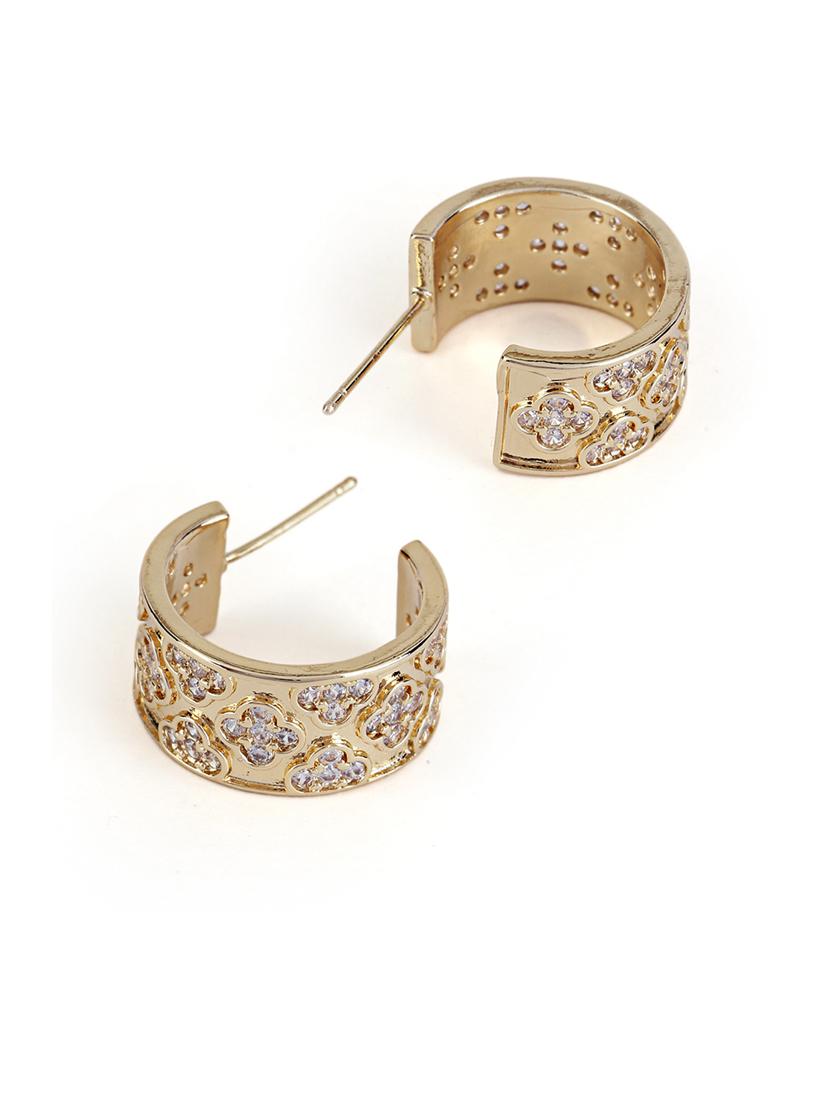 women stone studded hoop earrings - 21750810 - Standard Image - 3