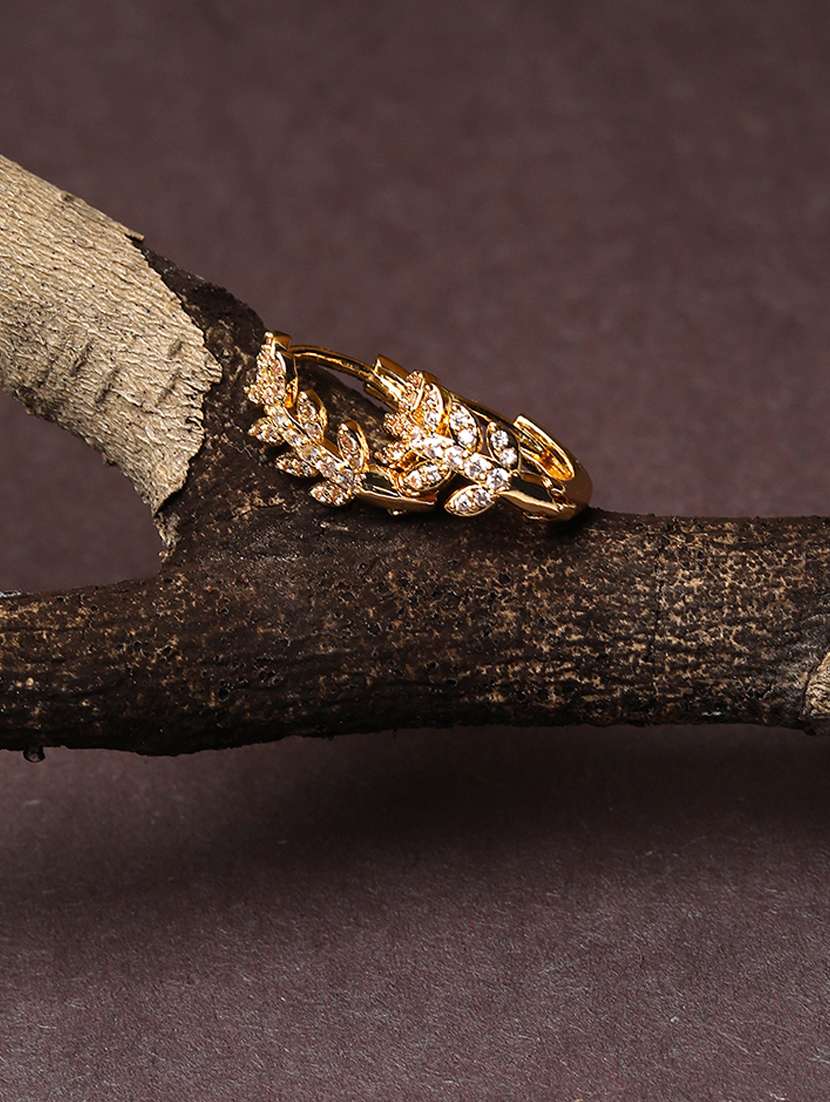 women stone studded hoop earrings