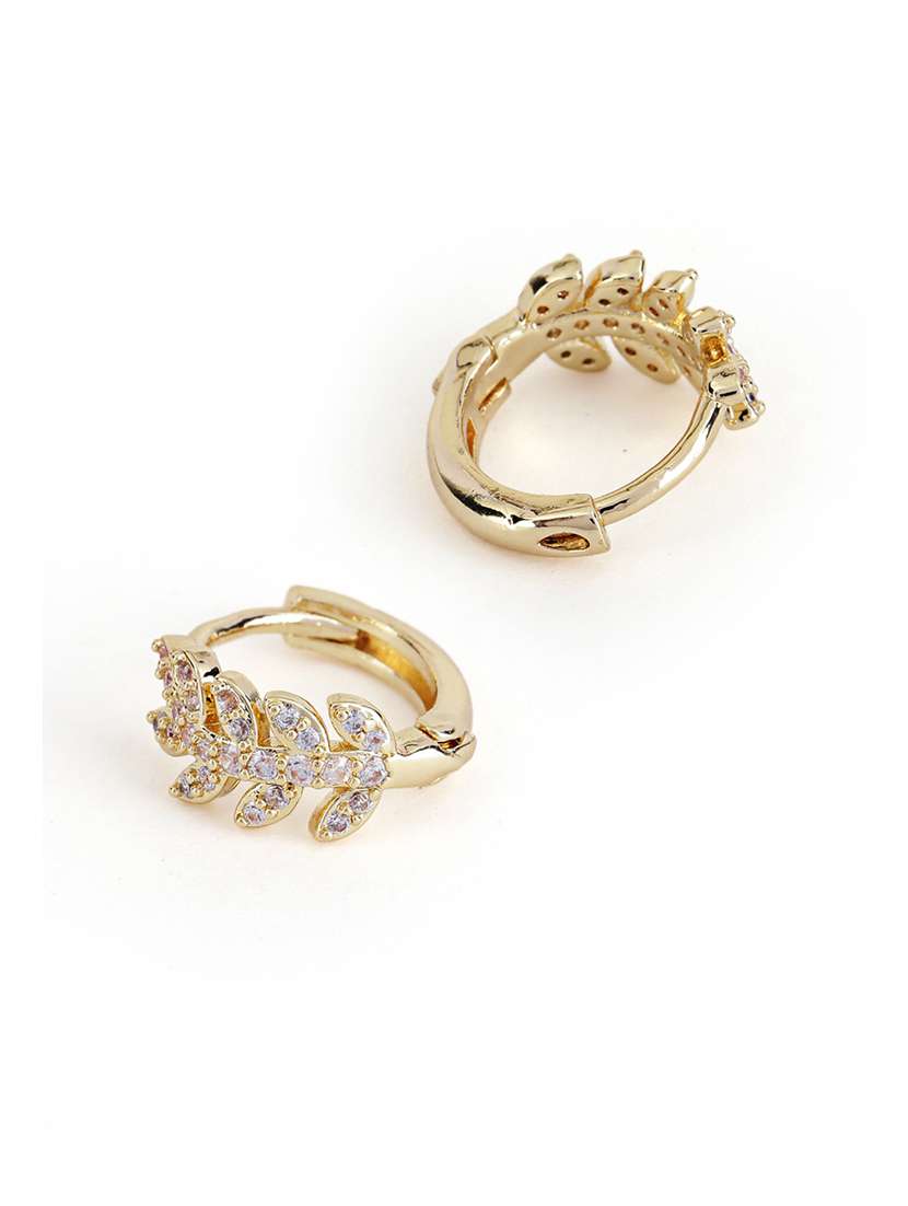 women stone studded hoop earrings - 21750821 -  Standard Image - 3