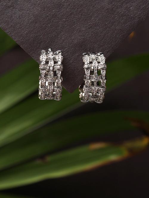 women stone studded hoop earrings - 21750823 - Standard Image - 0