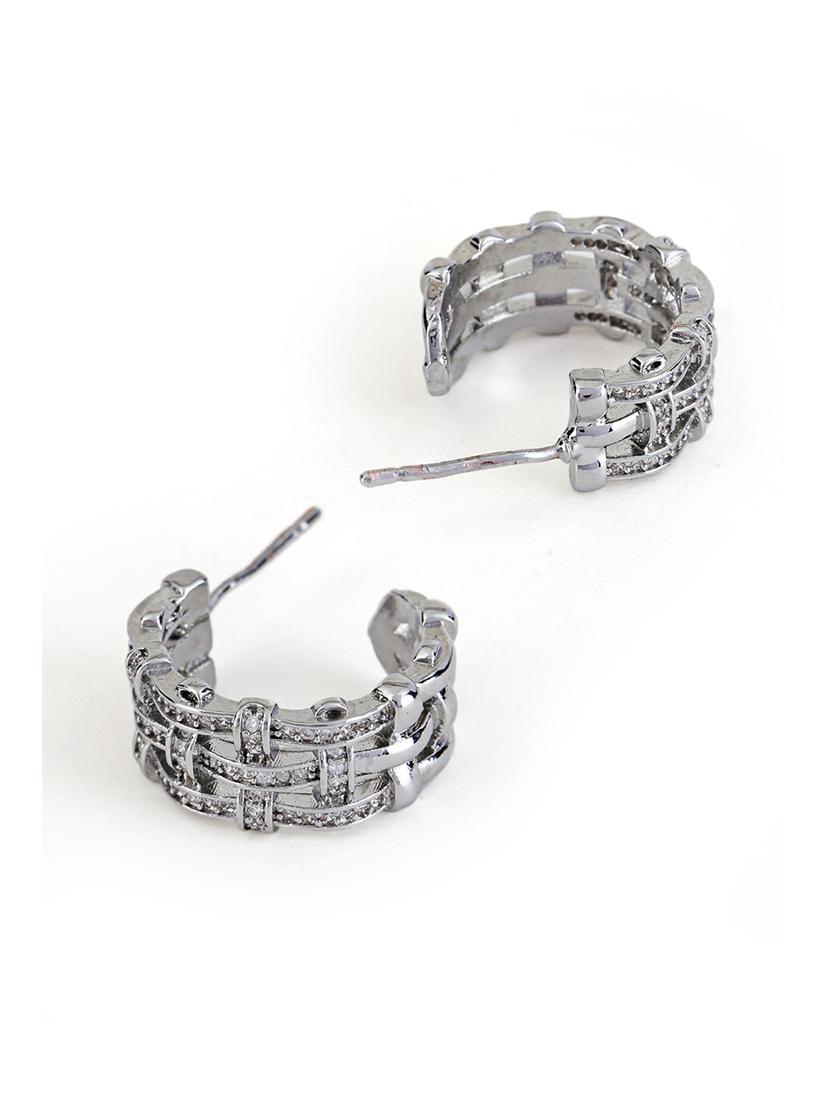women stone studded hoop earrings - 21750823 - Standard Image - 3