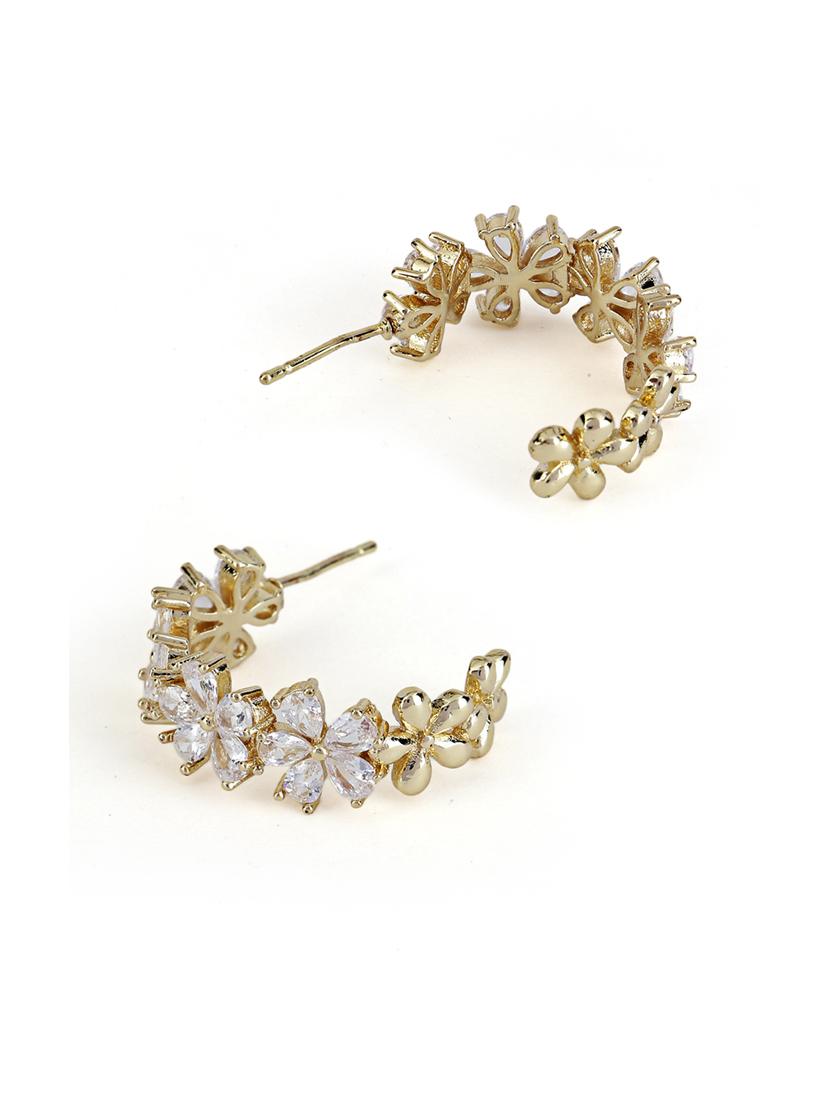 women stone studded hoop earrings - 21750827 - Standard Image - 3