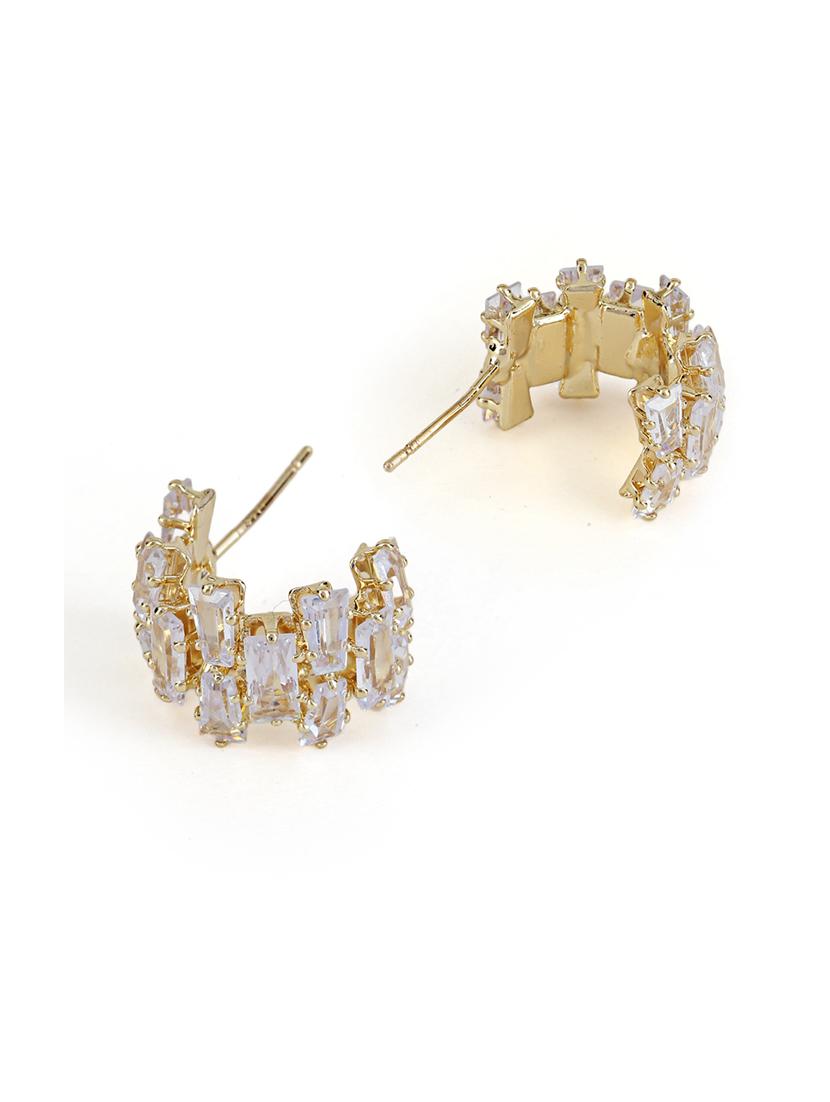 women stone studded hoop earrings - 21750837 - Standard Image - 3