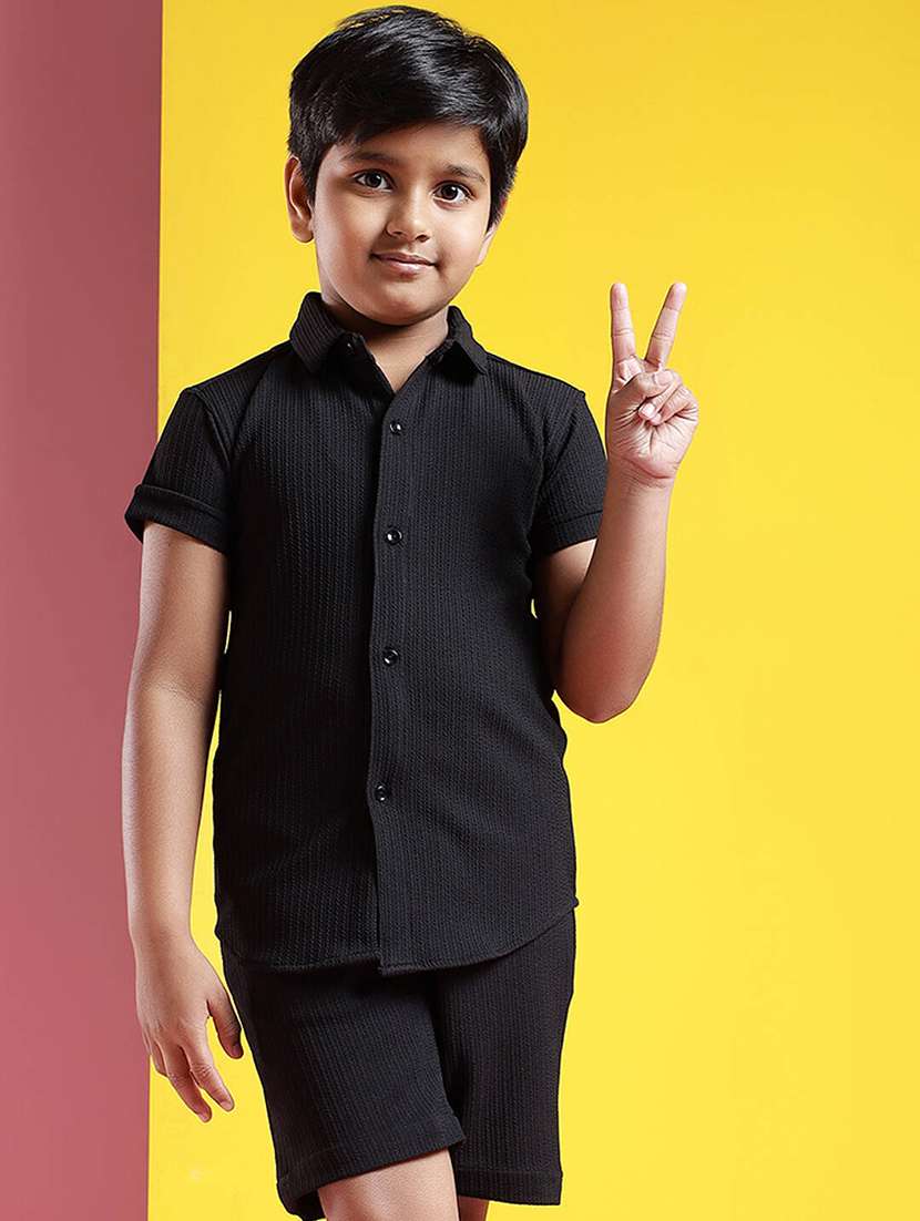 boys solid short sleeves co-ords set - 21750847 -  Standard Image - 5