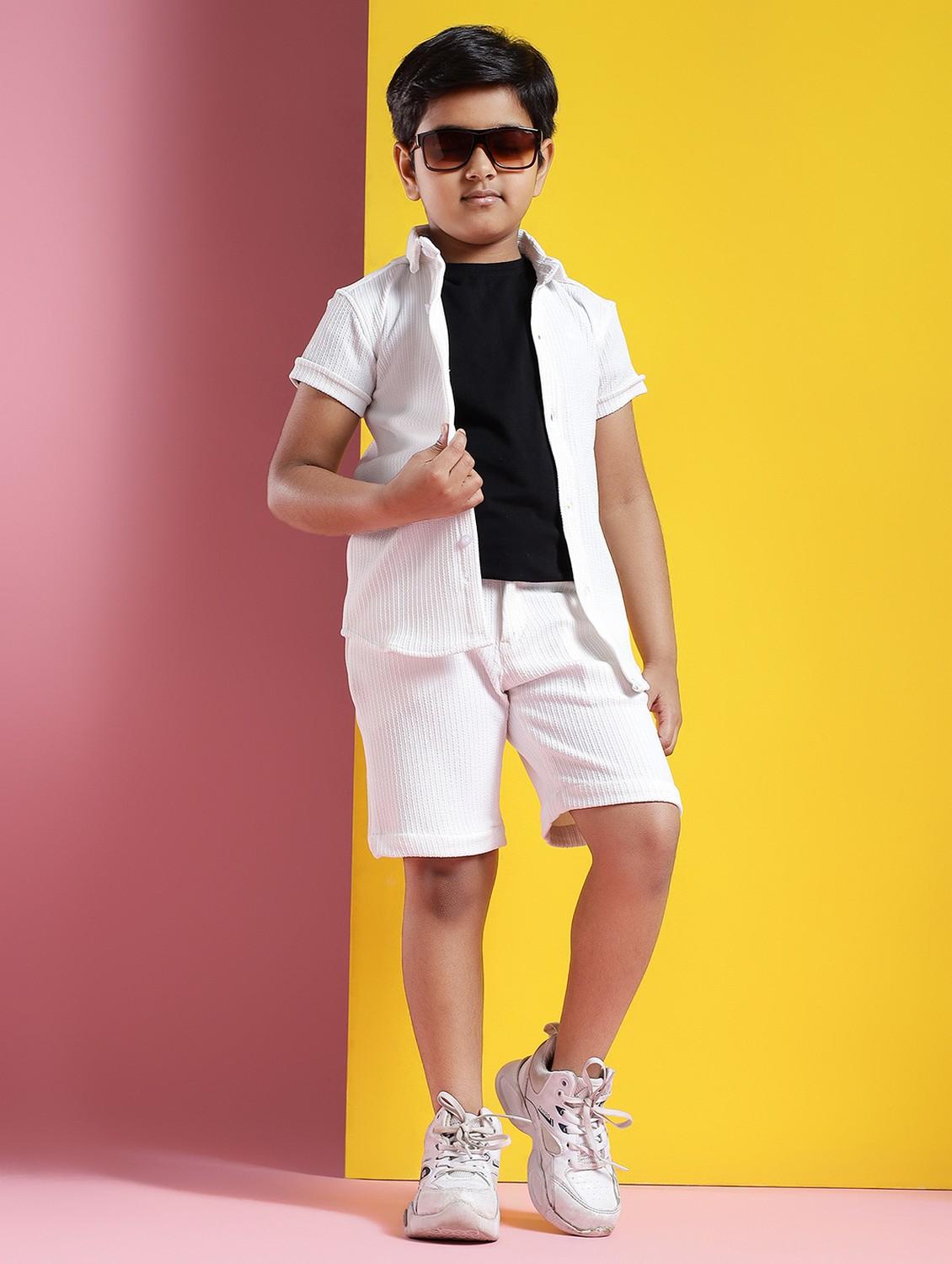 boys printed short sleeves shirt and shorts set - 21750849 - Standard Image - 3