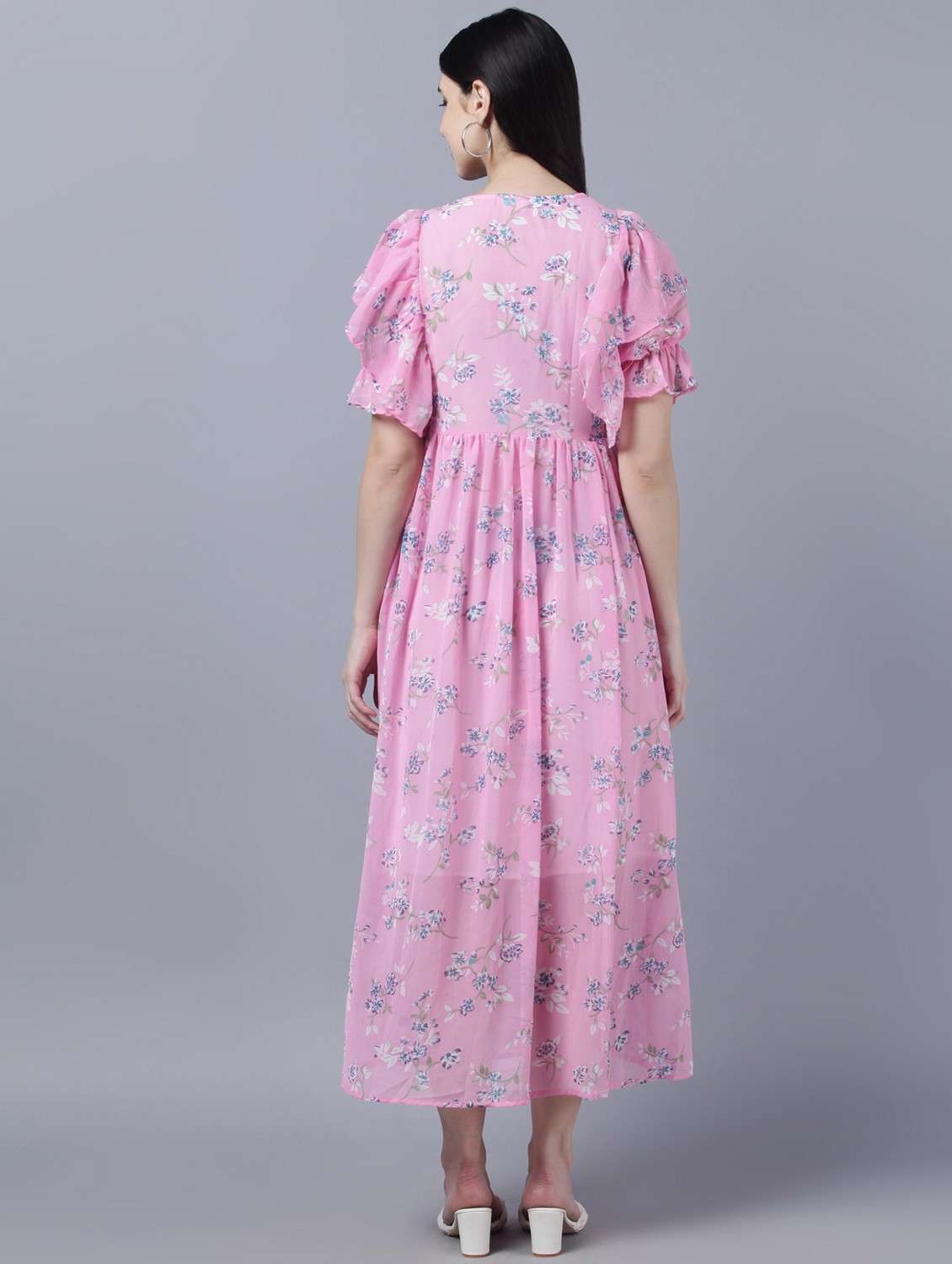 women pink floral printed a-line dress - 21750963 - Standard Image - 3