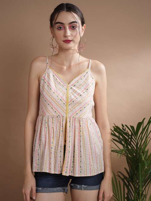 women multi color printed sweetheart neck top - 21750972 -  Standard Image - 0