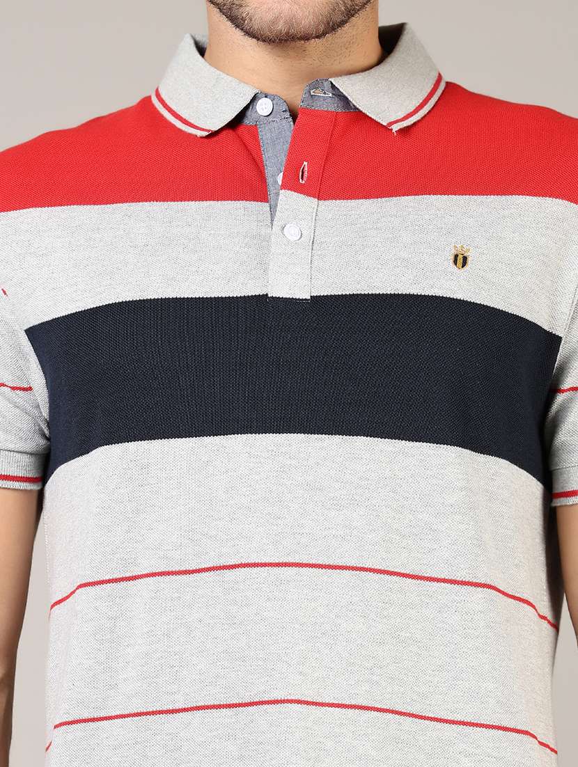 men striped short sleeve regular fit polo t-shirt - 21753434 - Standard Image - 3