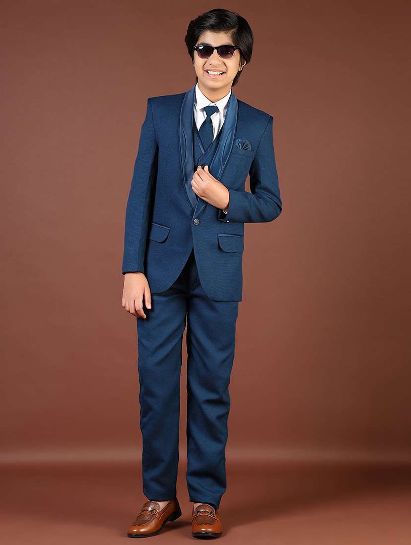 boys solid shirt and trouser with blazer - 21753438 -  Zoom Image - 0