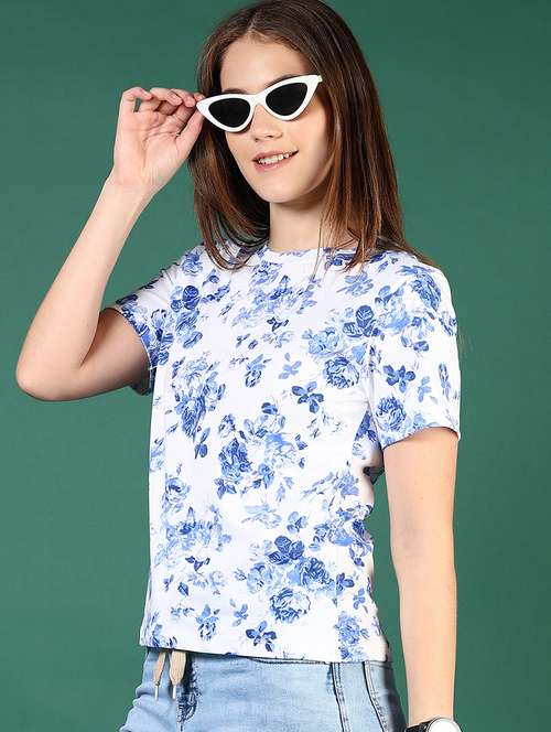 women floral print short sleeve regular t-shirt - 21753578 - Standard Image - 0