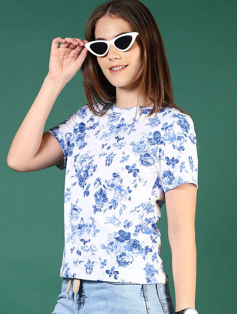women floral print short sleeve regular t-shirt - 21753578 - Zoom Image - 0