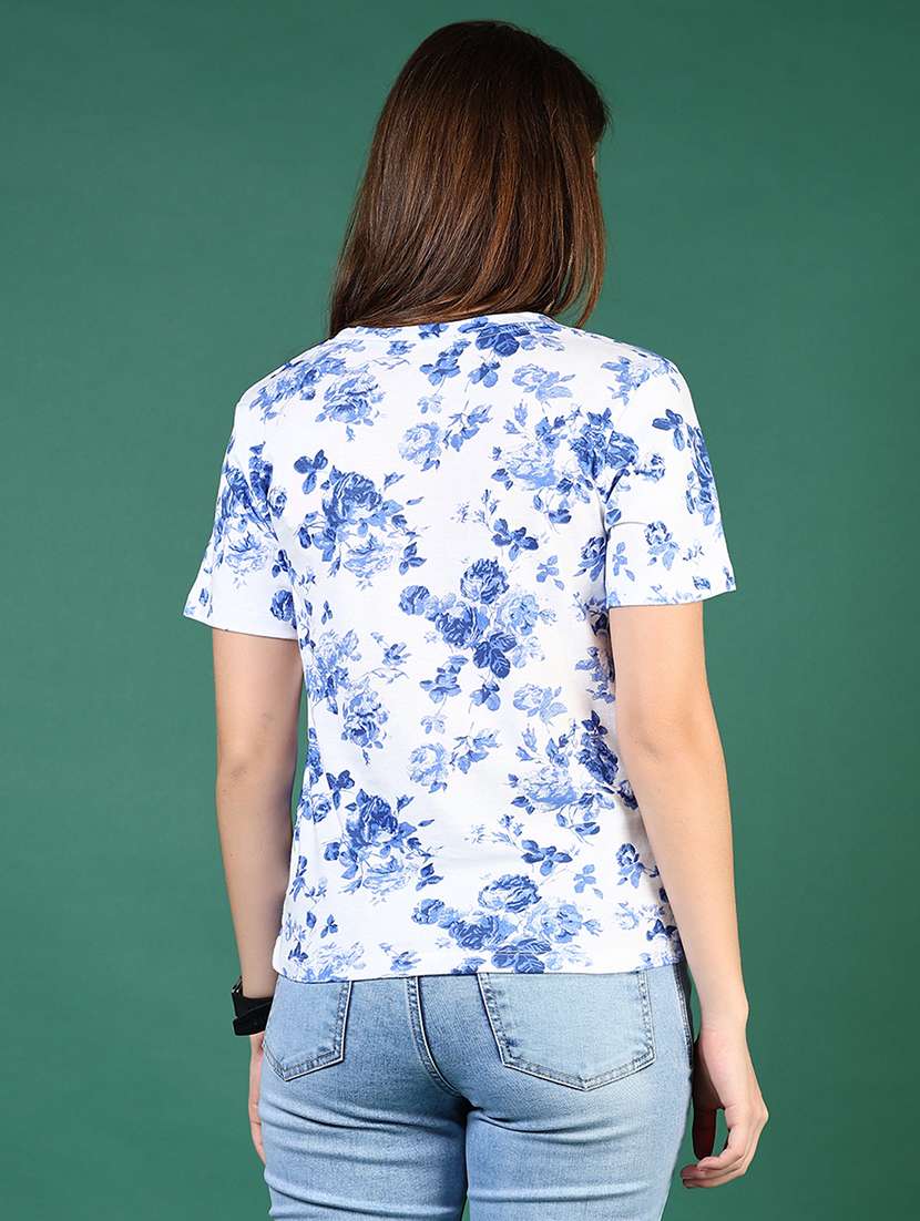 women floral print short sleeve regular t-shirt - 21753578 - Standard Image - 3