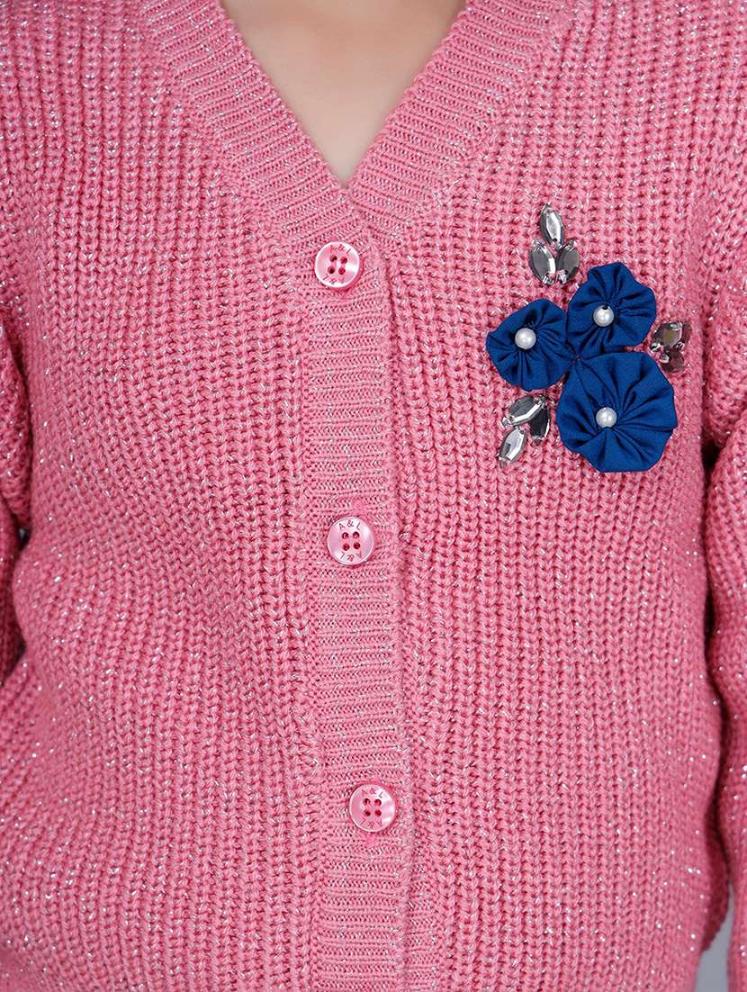 girls self designed long sleeves sweater - 21761916 - Standard Image - 3