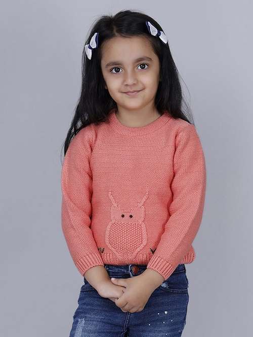 girls self designed long sleeves sweater - 21761923 - Standard Image - 0