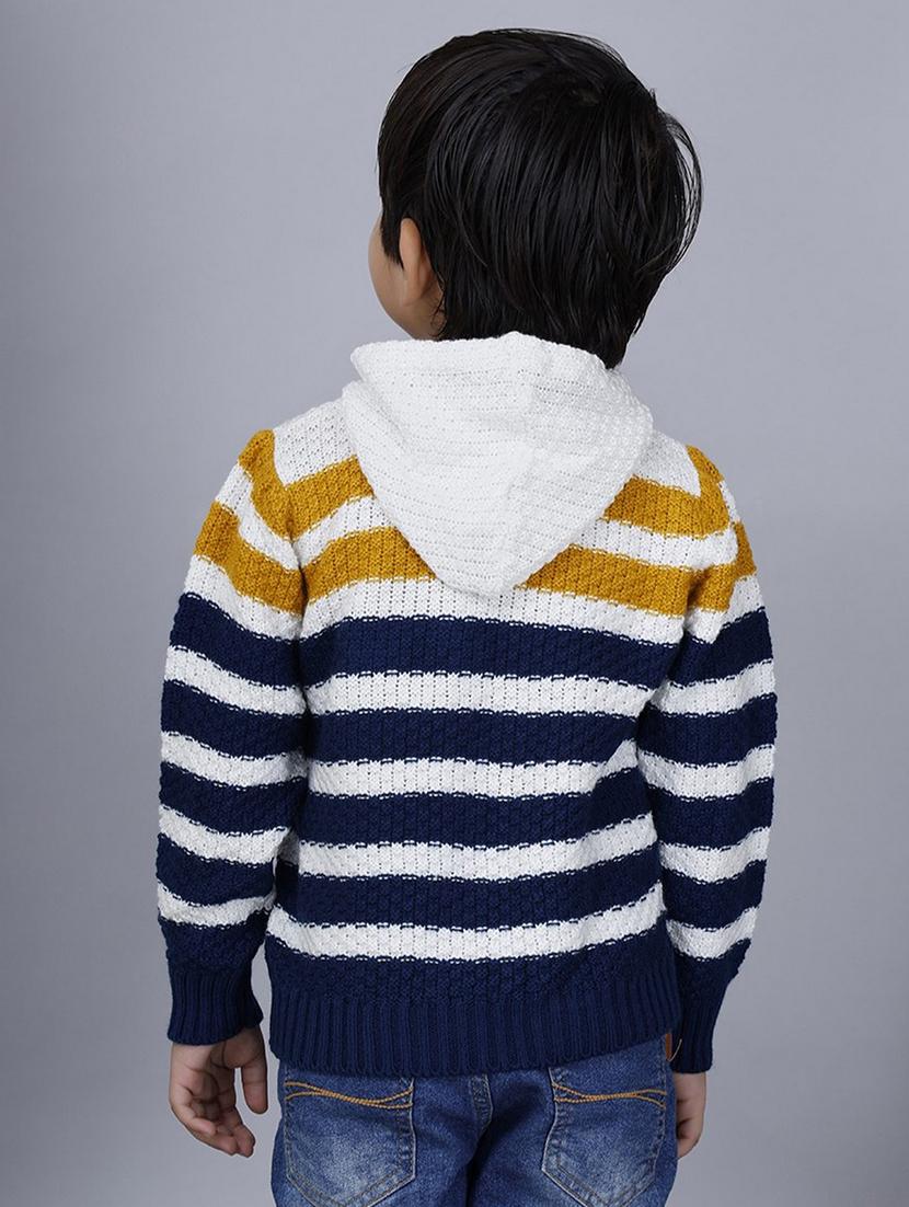 girls color blocked long sleeves hooded sweater - 21761945 - Standard Image - 3