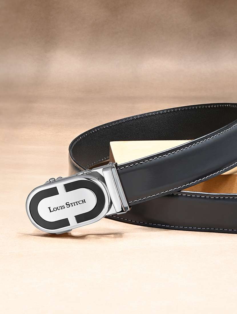 men manual buckle leather belt