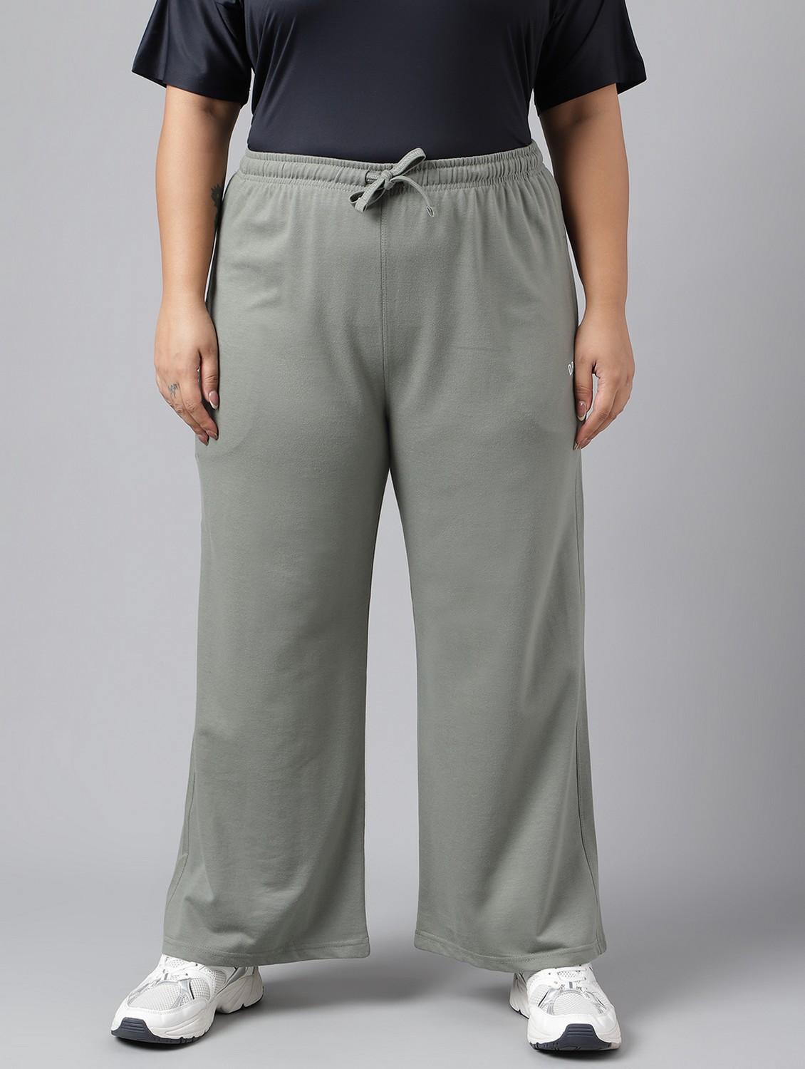 women plus size solid mid rise track pant - 21762240 -  Zoom Image - 0