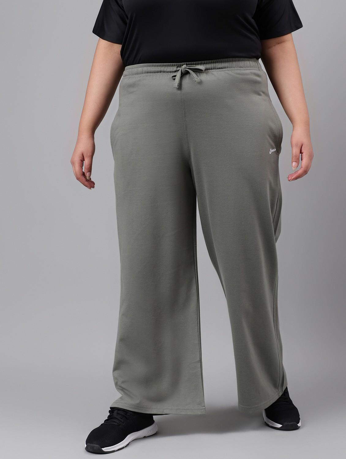 women plus size solid mid rise track pant - 21762243 -  Zoom Image - 0