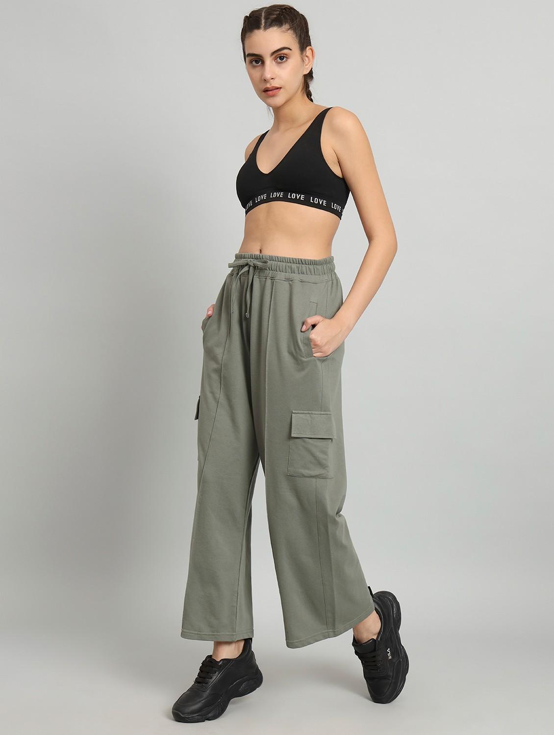 women solid relaxed fit mid rise cargo - 21762248 - Standard Image - 3