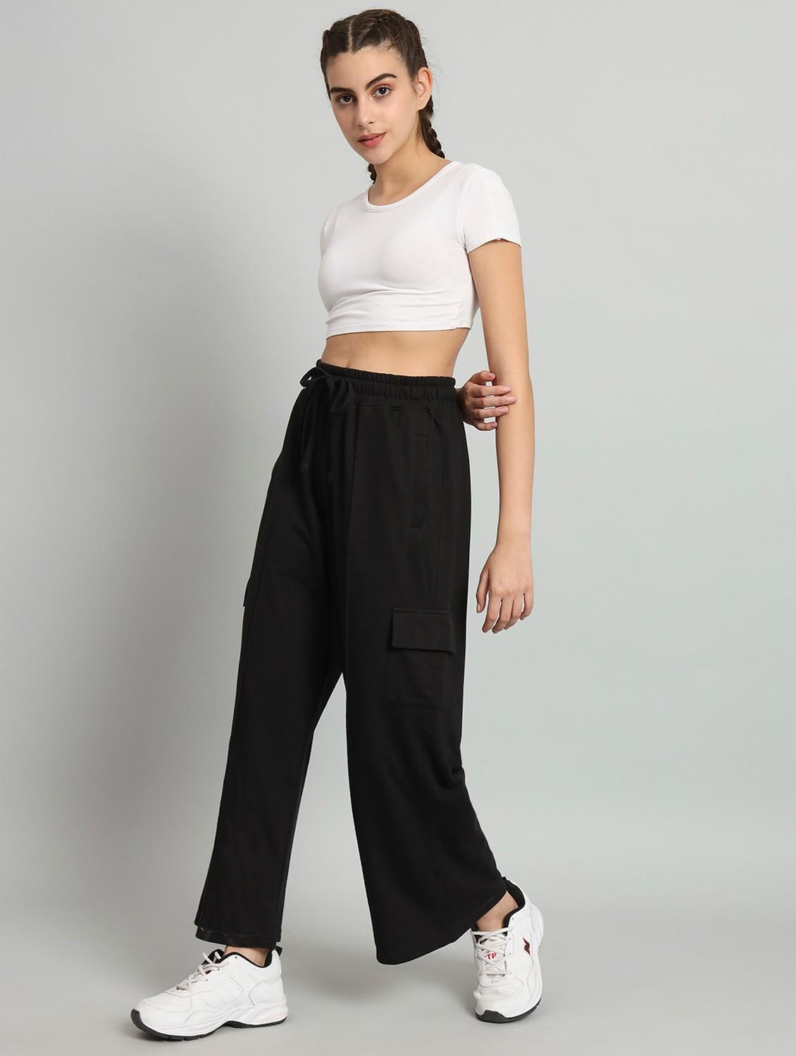 women solid mid rise track pant - 21762249 - Standard Image - 3