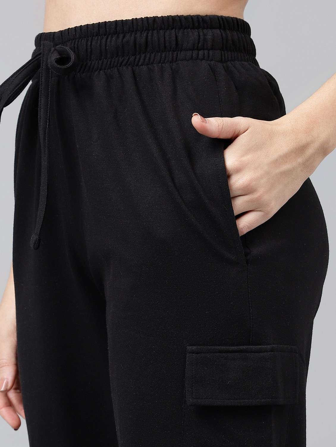 women solid relaxed fit mid rise cargo - 21762254 - Standard Image - 5
