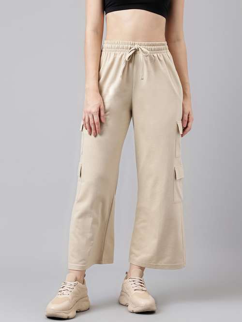 women solid relaxed fit mid rise cargo - 21762256 - Standard Image - 0