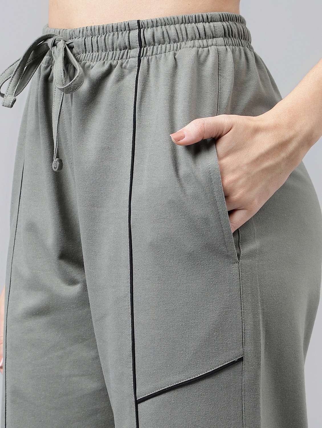 women solid mid rise track pant - 21762257 - Standard Image - 5