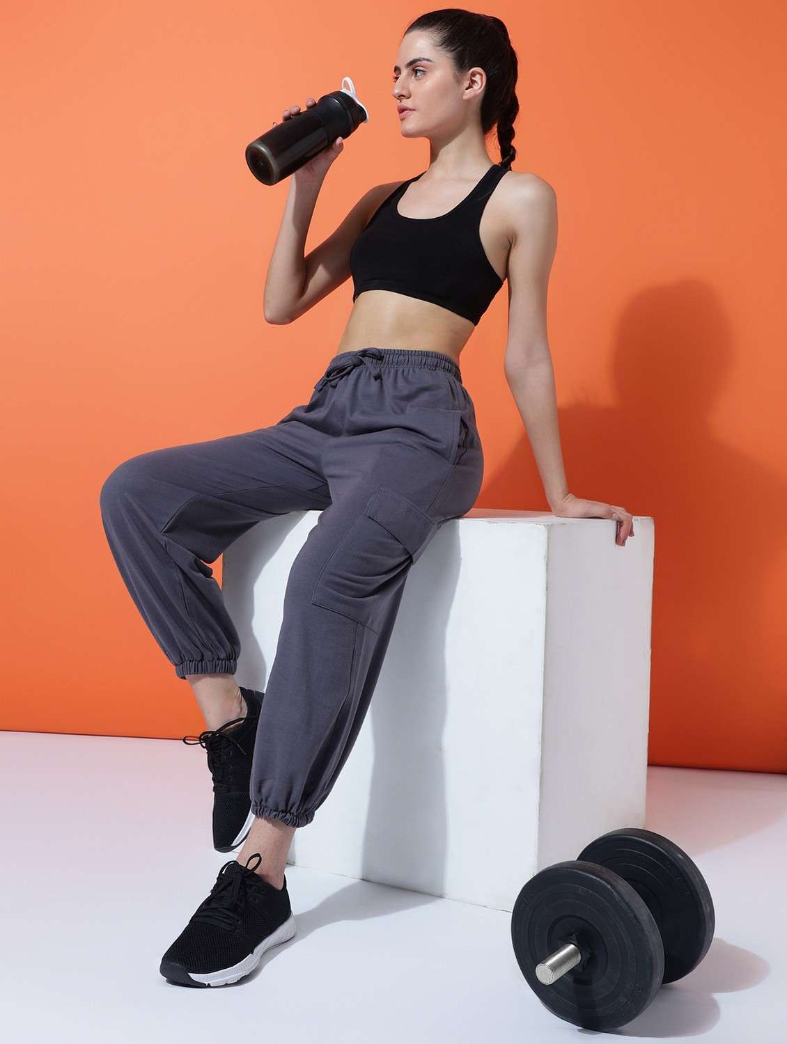 women solid mid rise cargo - 21762288 - Standard Image - 3