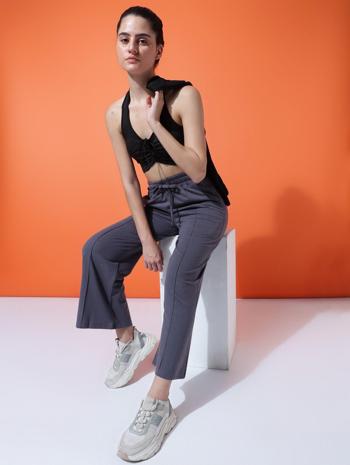 women solid mid rise track pant - 21762301 - Standard Image - 3