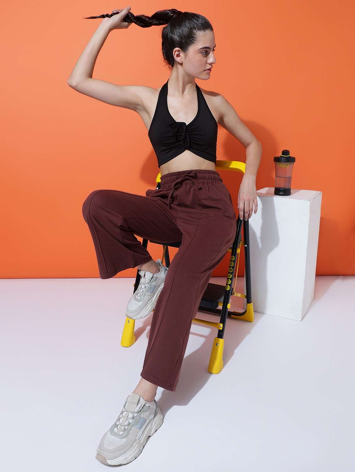 women solid mid rise track pant - 21762302 -  Standard Image - 3