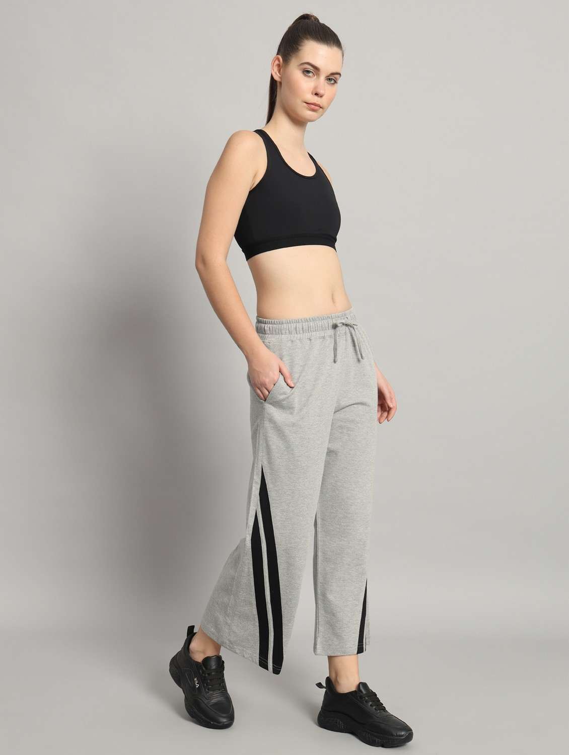 women tapered mid rise track pant - 21762307 - Standard Image - 3