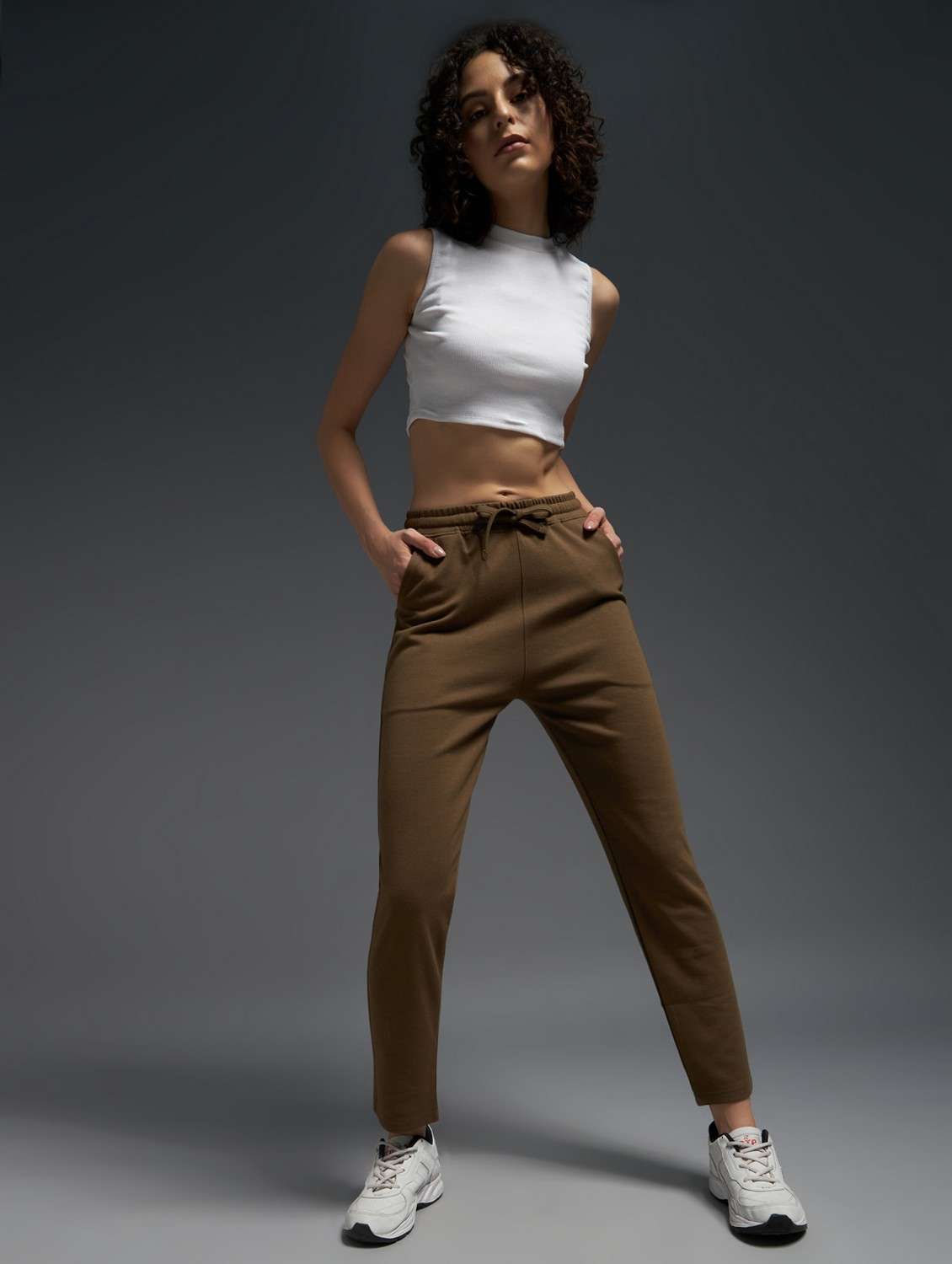 women solid mid rise track pant - 21762312 -  Standard Image - 3