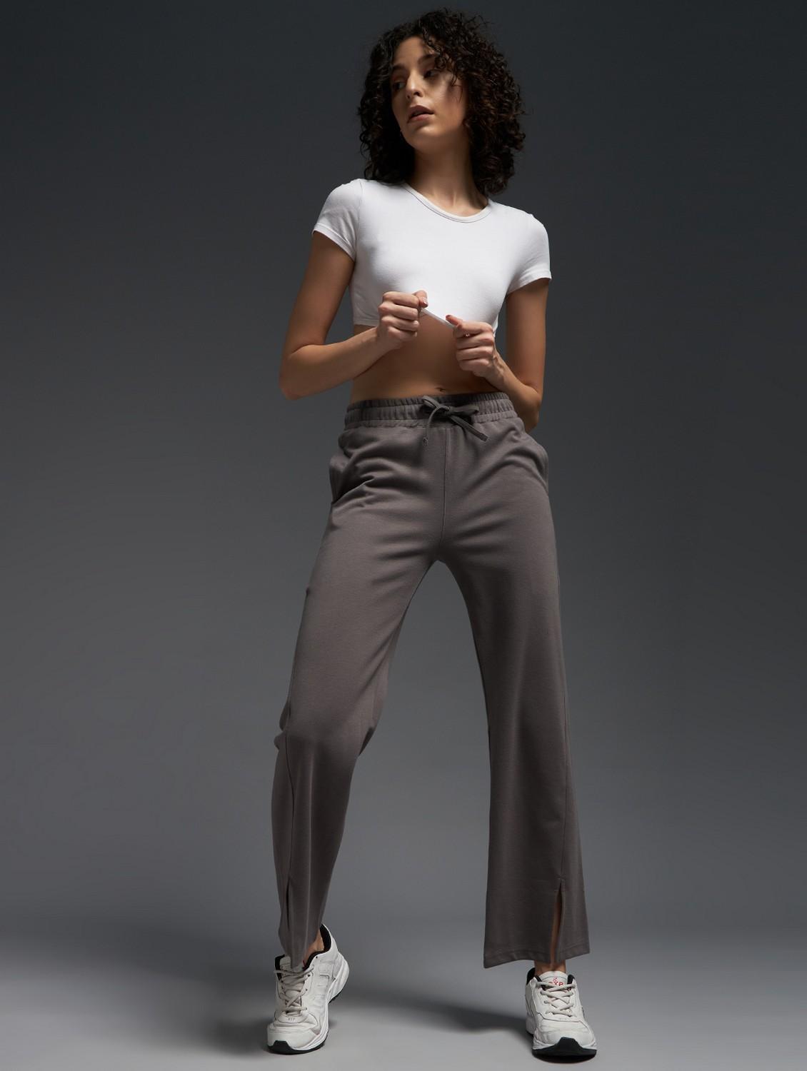women solid mid rise track pant - 21762317 - Standard Image - 3