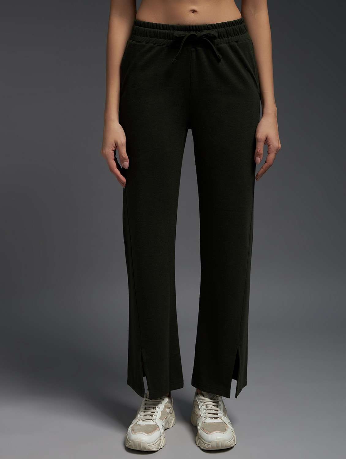 women solid mid rise track pant - 21762318 -  Zoom Image - 0