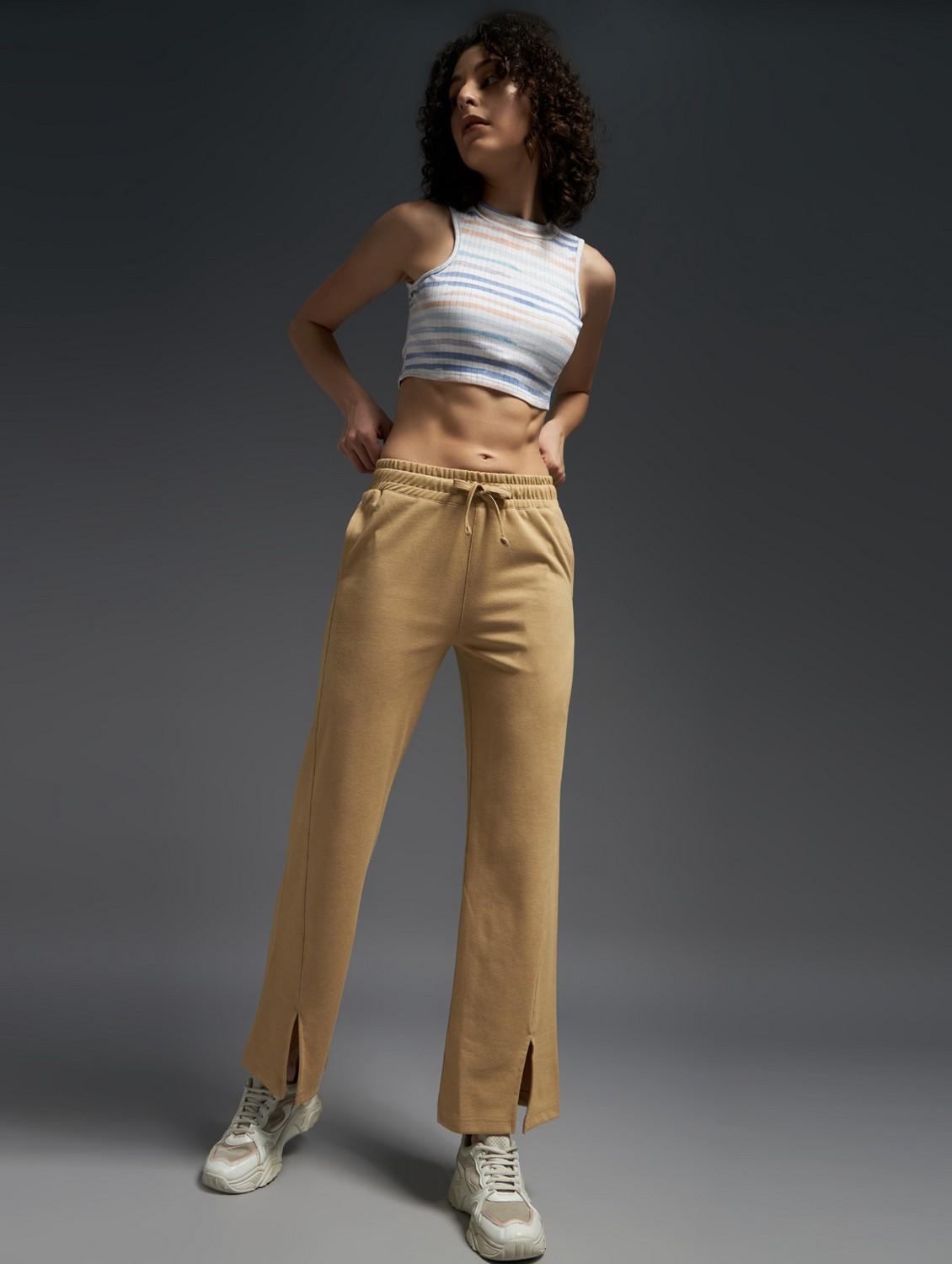 women solid mid rise track pant - 21762320 - Standard Image - 3