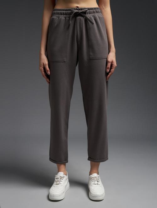 women solid mid rise track pant - 21762340 - Standard Image - 0
