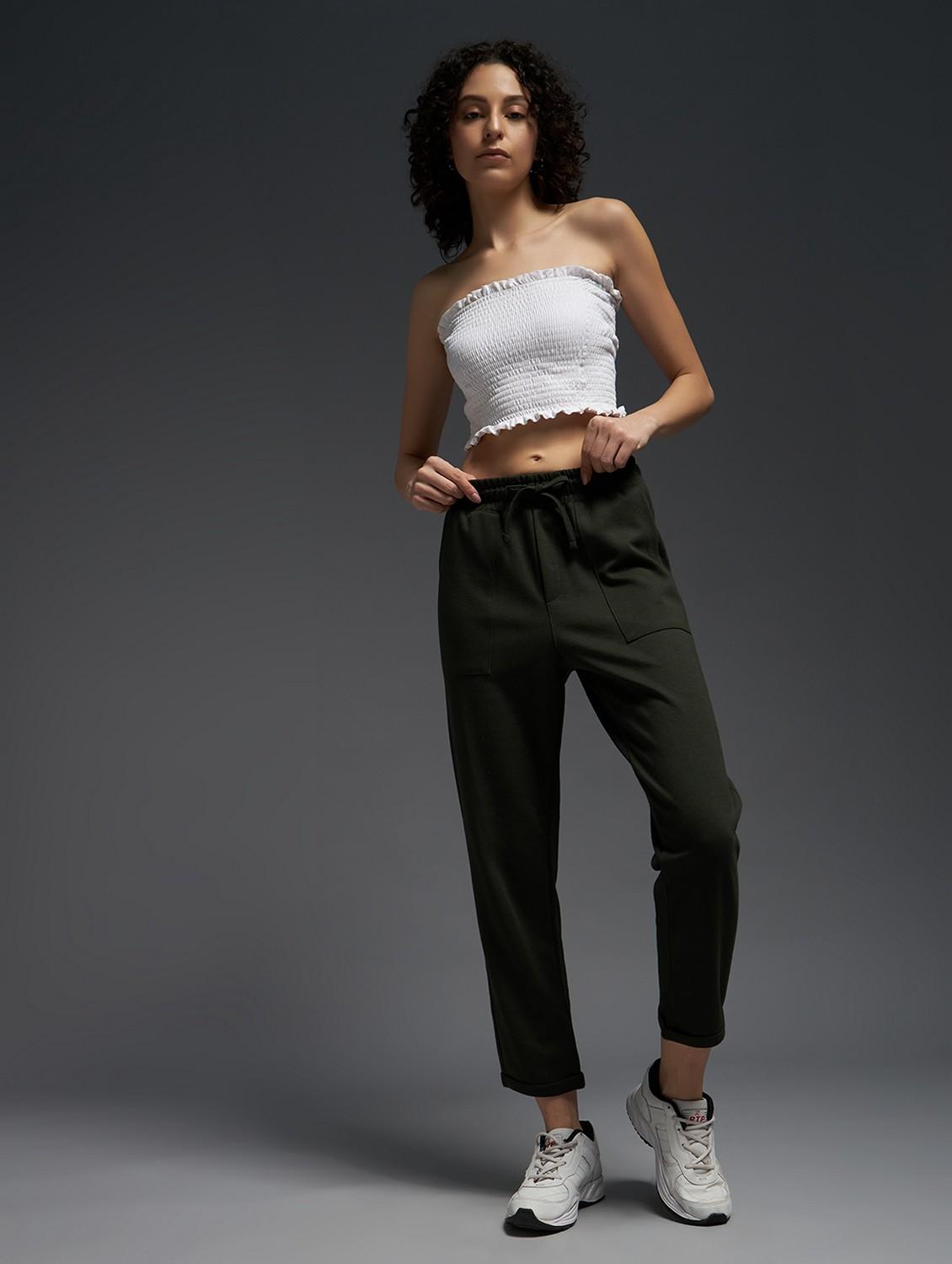 women solid mid rise track pant - 21762344 - Standard Image - 3
