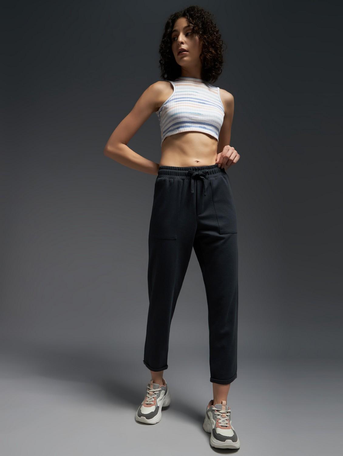 women solid mid rise track pant - 21762346 -  Standard Image - 3