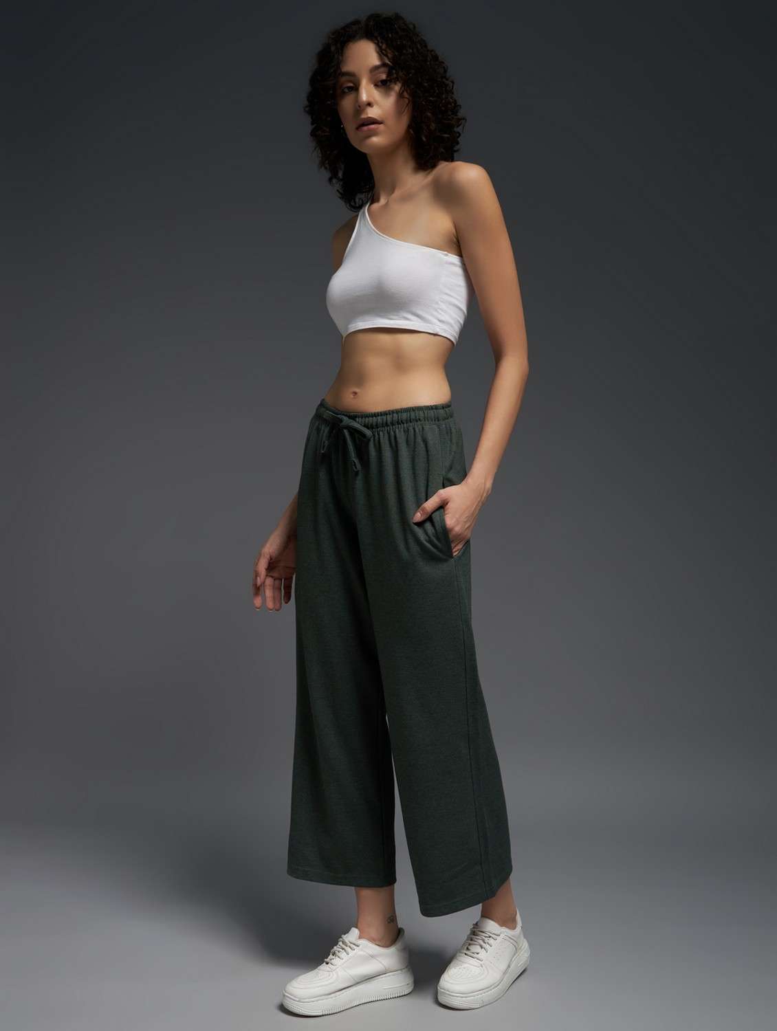 women solid mid rise track pant - 21762348 -  Standard Image - 3