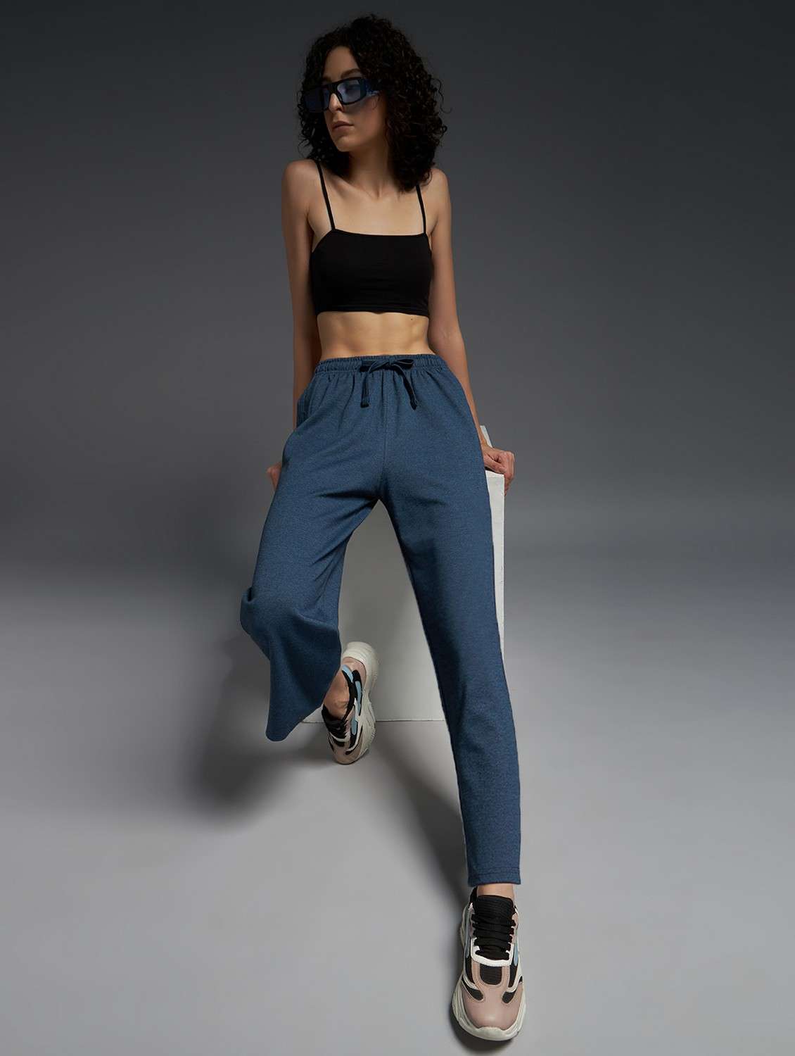 women solid mid rise track pant - 21762352 -  Standard Image - 3