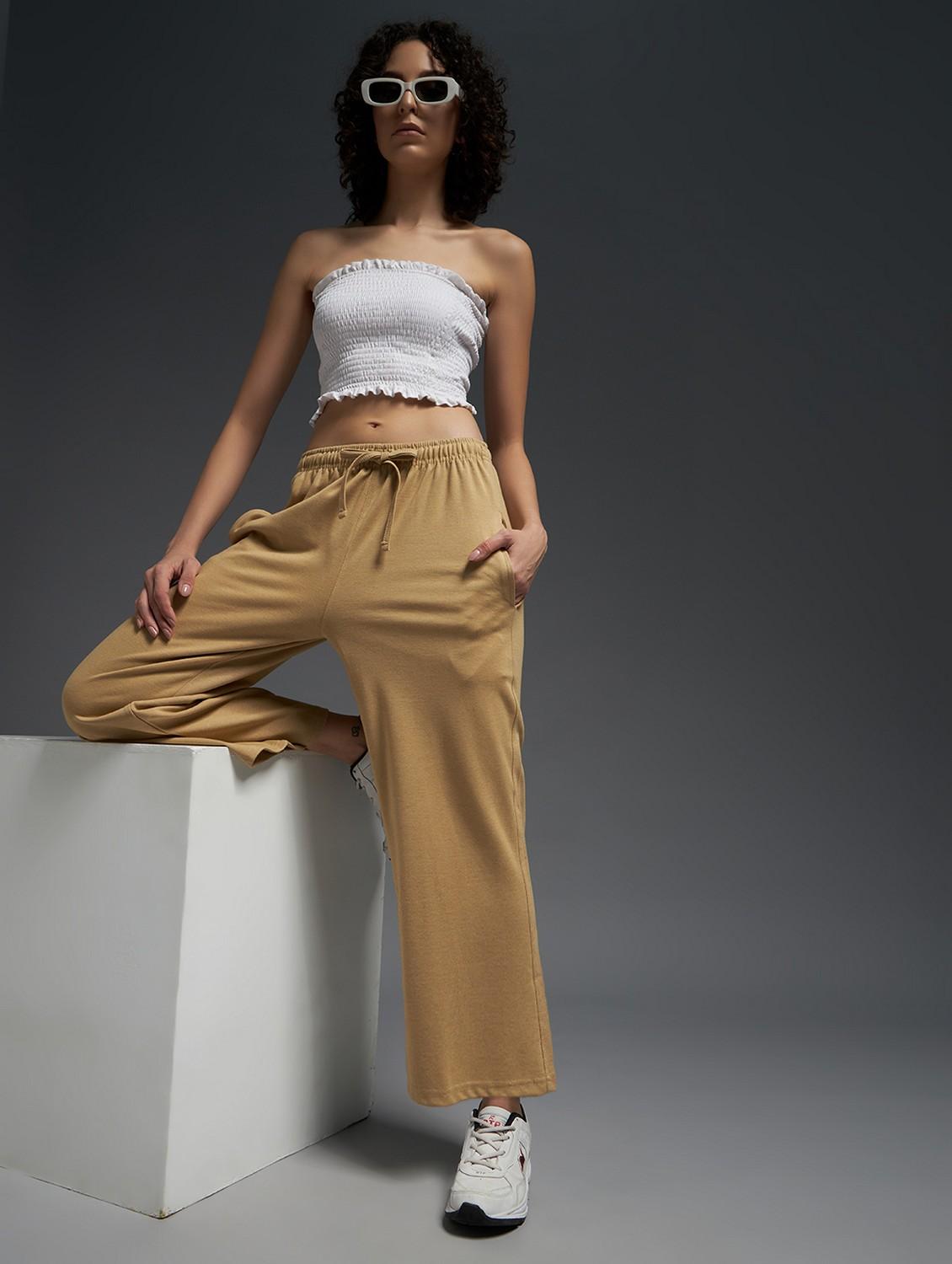 women solid mid rise track pant - 21762354 - Standard Image - 3