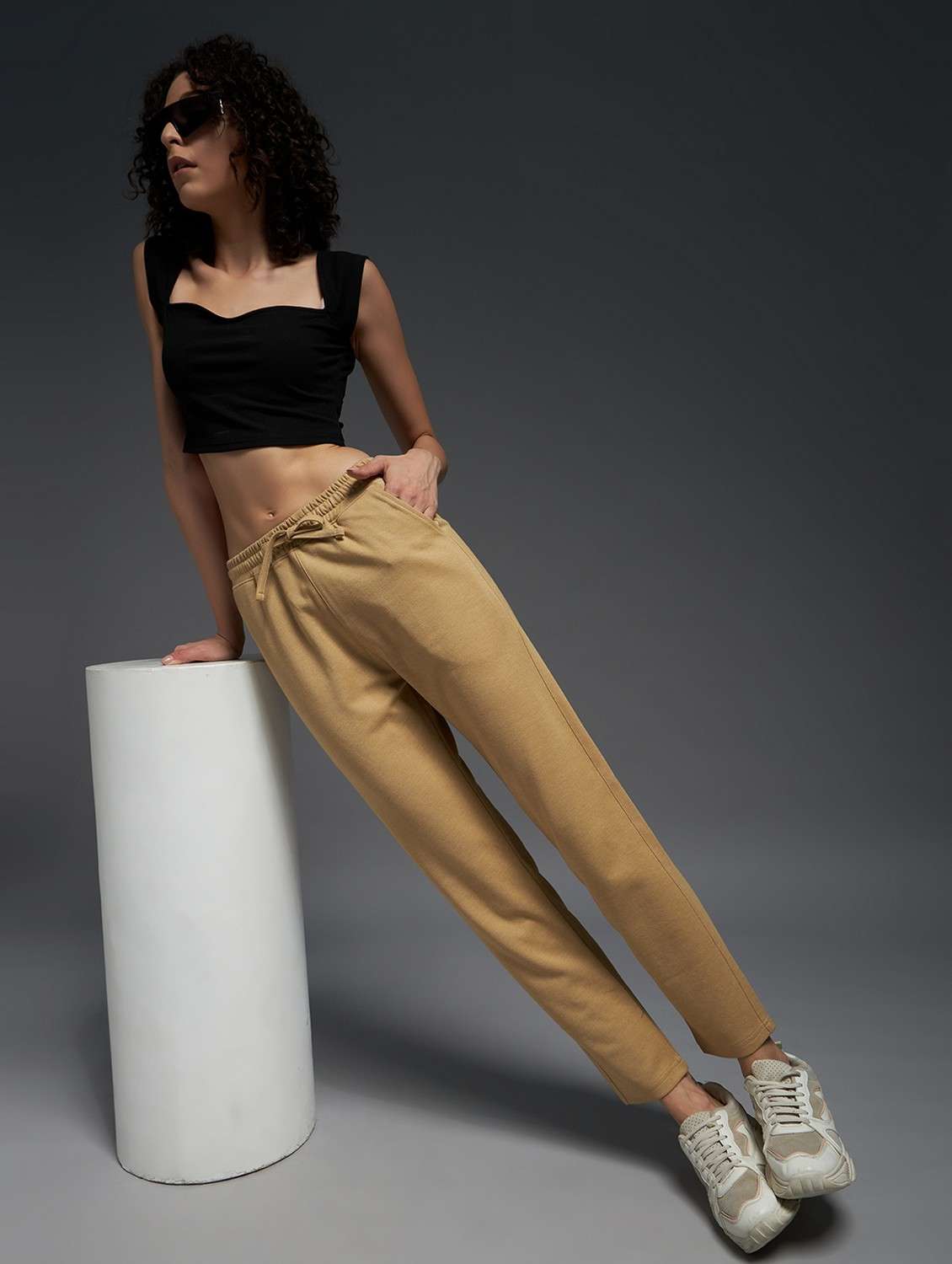 women solid mid rise track pant - 21762357 - Standard Image - 3